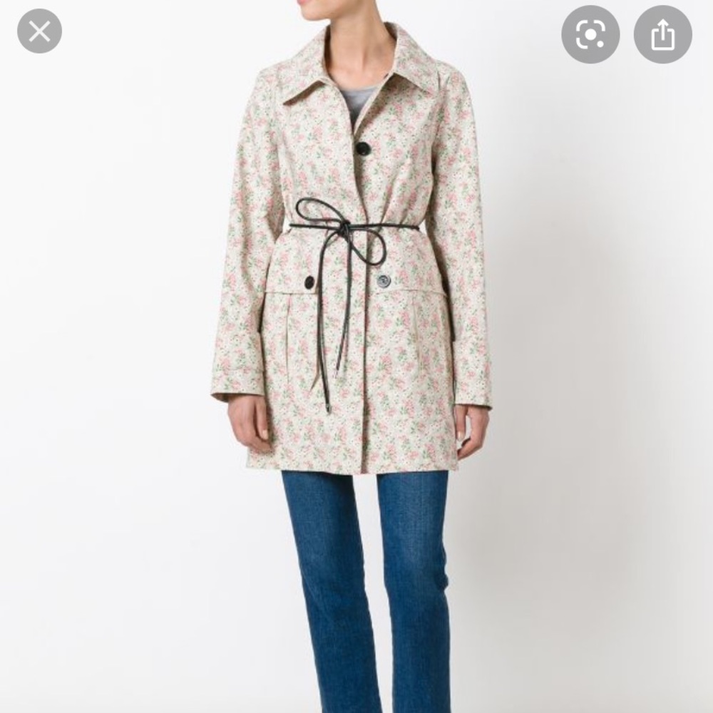Moncler Rain Coat, Sz 1 floral print w/waist tie
